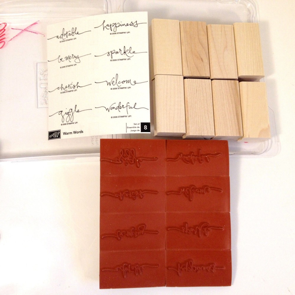 Stampin’ Up! Warm Words Set of 8 Tags New Open Box Wood Mounted